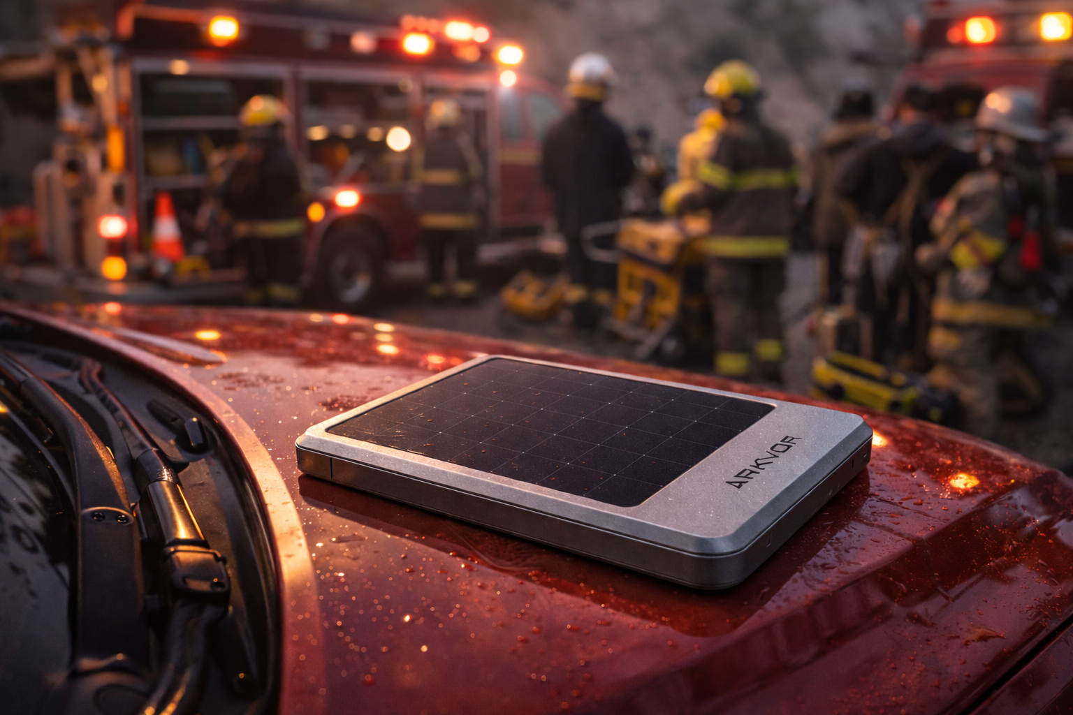 ARKVOR device on fire truck at emergency scene